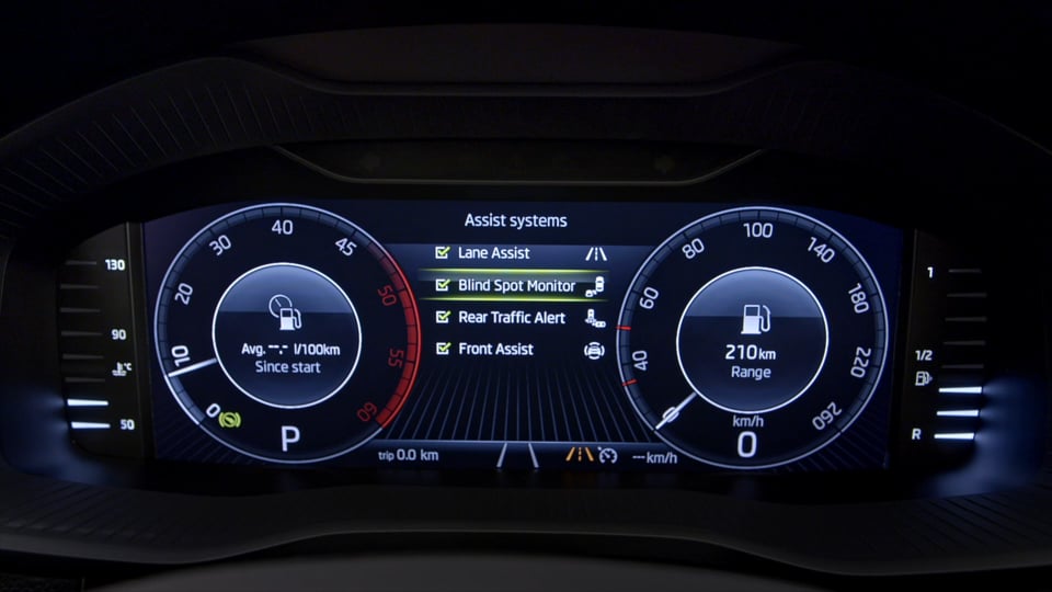 Erstmalig in einem Modell von ŠKODA: das individuell programmierbare, digitale Instrumentenpanel 