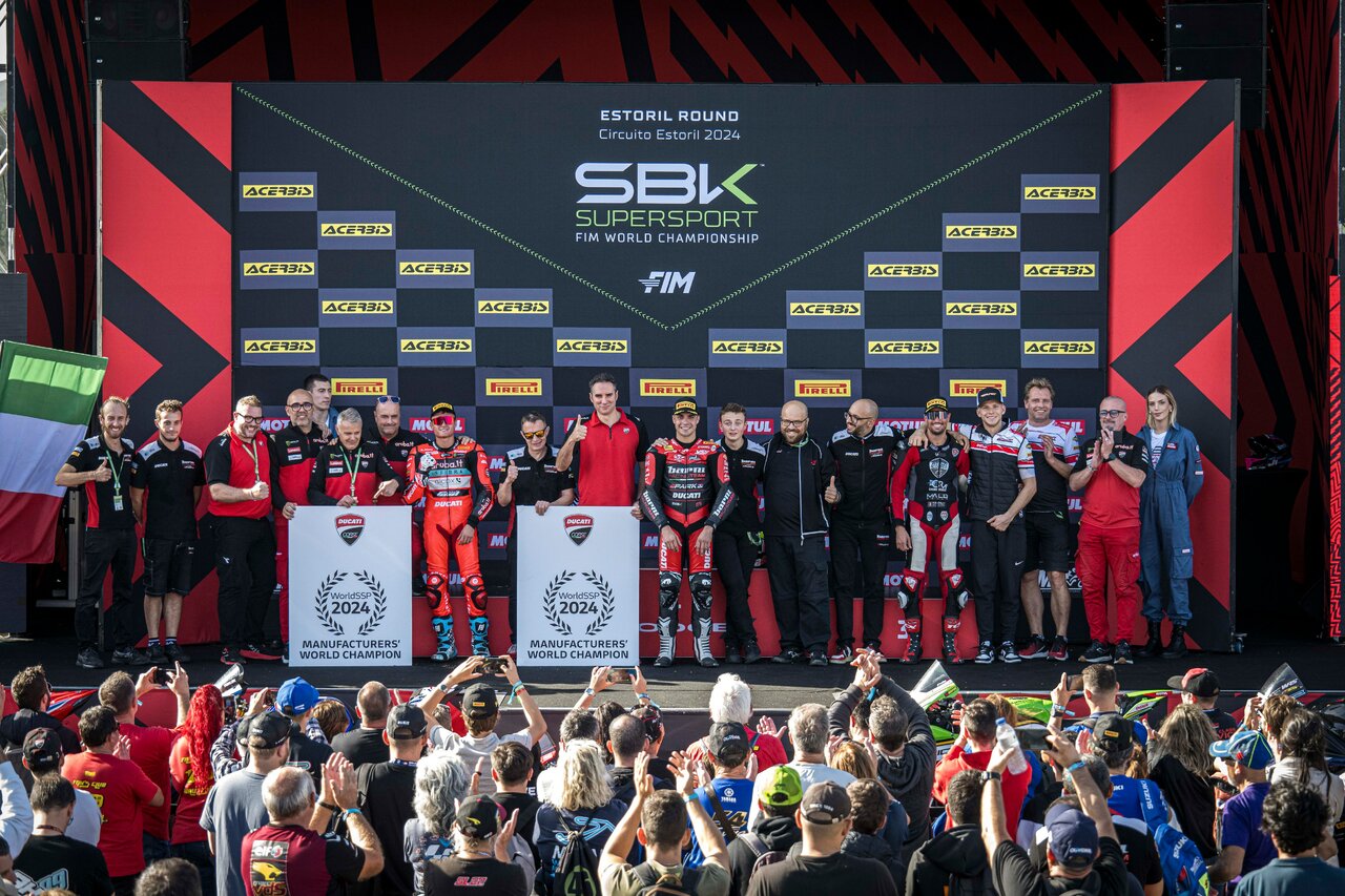 Ducati sichert sich in Estoril den zweiten Hersteller-Weltmeistertitel in der Supersport-Klasse.