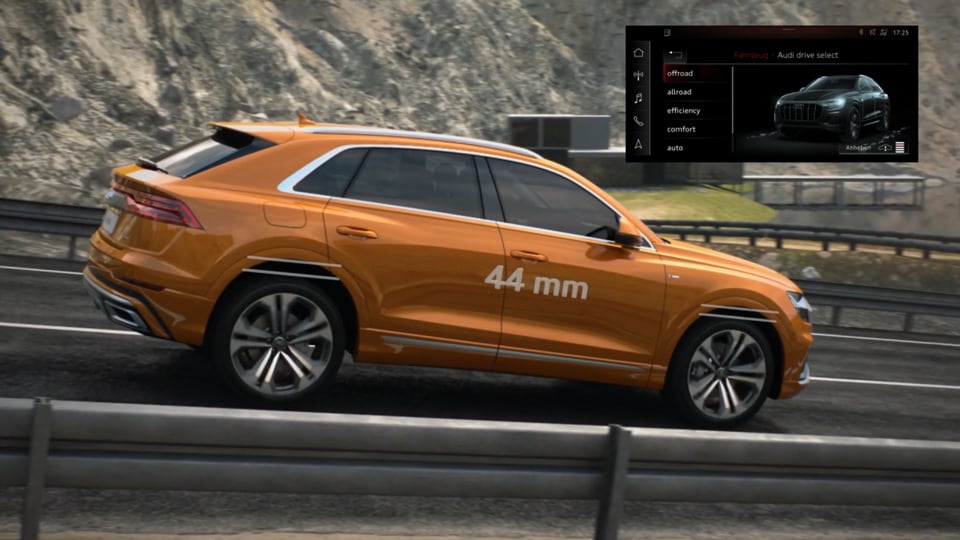 Das Fahrwerk des neuen Audi Q8 – in einer Animation verdeutlicht.