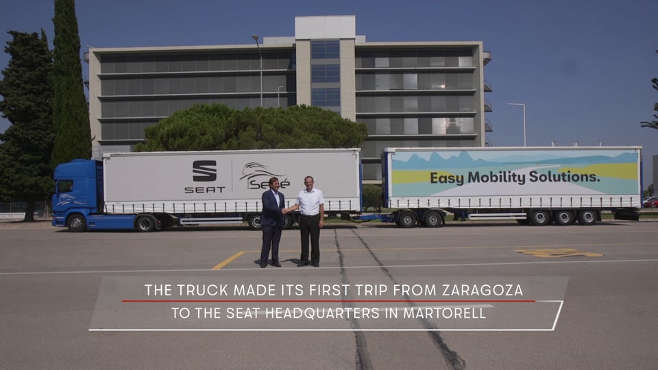 SEAT and Grupo Sesé debut the duo trailer, the longest, most efficient truck driving on European roads 